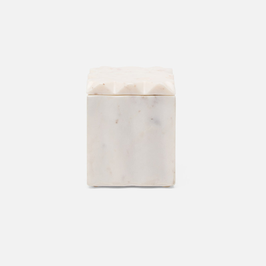 Proviso, White, Canister, Square Straight, Small, Fluted Marble