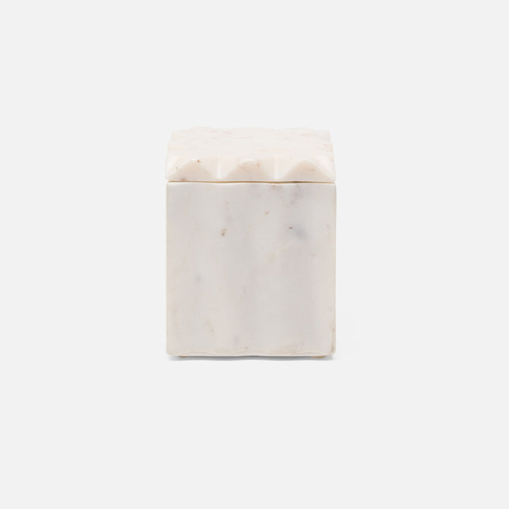 Proviso, White, Canister, Square Straight, Small, Fluted Marble