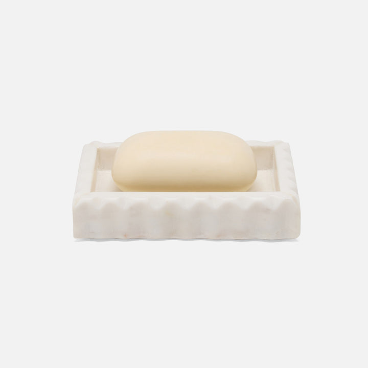 Proviso, White, Soap Dish, Rectangular Straight, Fluted Marble