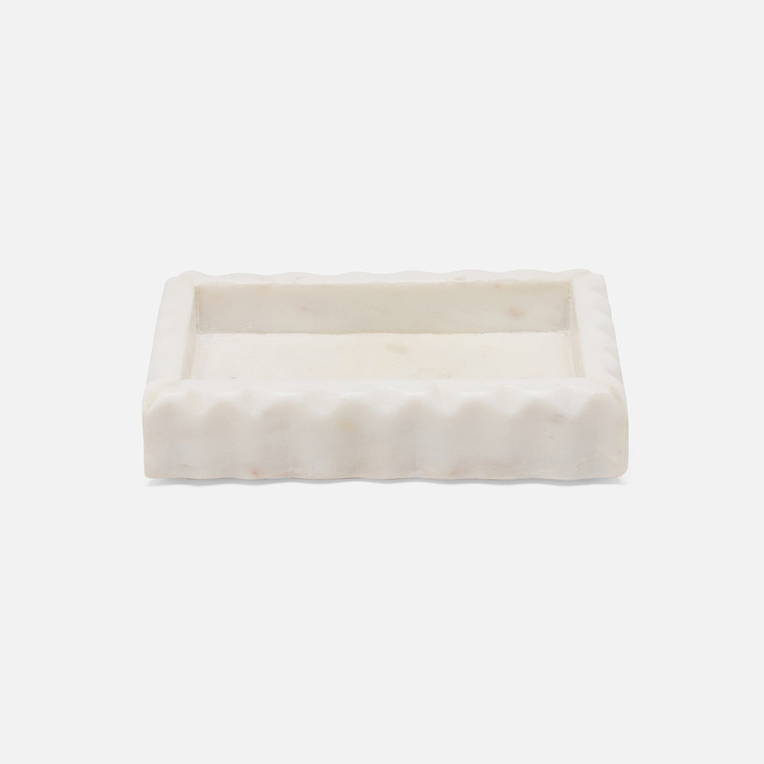 Proviso, White, Soap Dish, Rectangular Straight, Fluted Marble