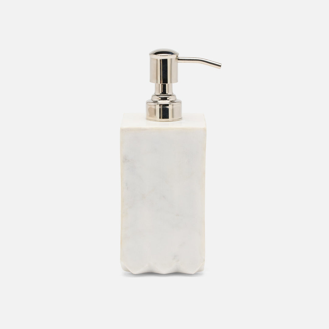 Proviso, White, Soap Pump, Square Straight, Fluted Marble