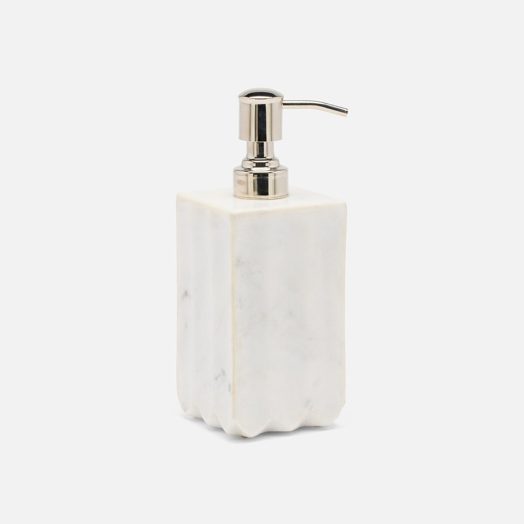Proviso, White, Soap Pump, Square Straight, Fluted Marble