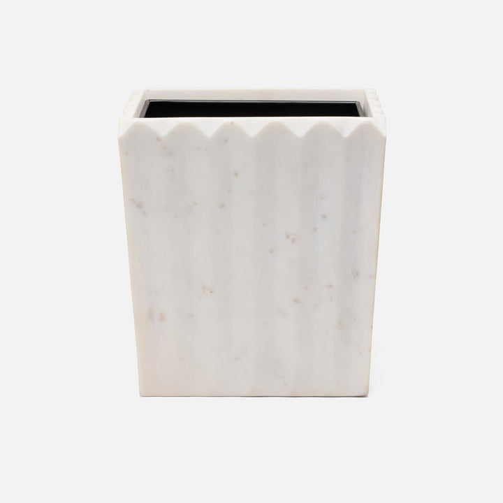 Proviso, White, Wastebasket, Rectangular Tapered, Fluted Marble