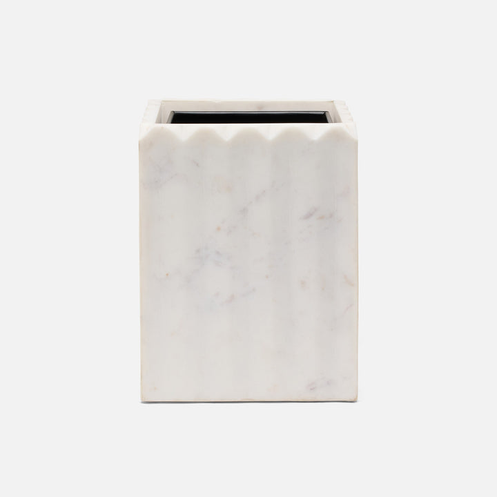 Proviso, White, Wastebasket, Square Straight, Fluted Marble