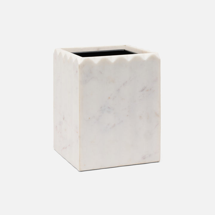 Proviso, White, Wastebasket, Square Straight, Fluted Marble