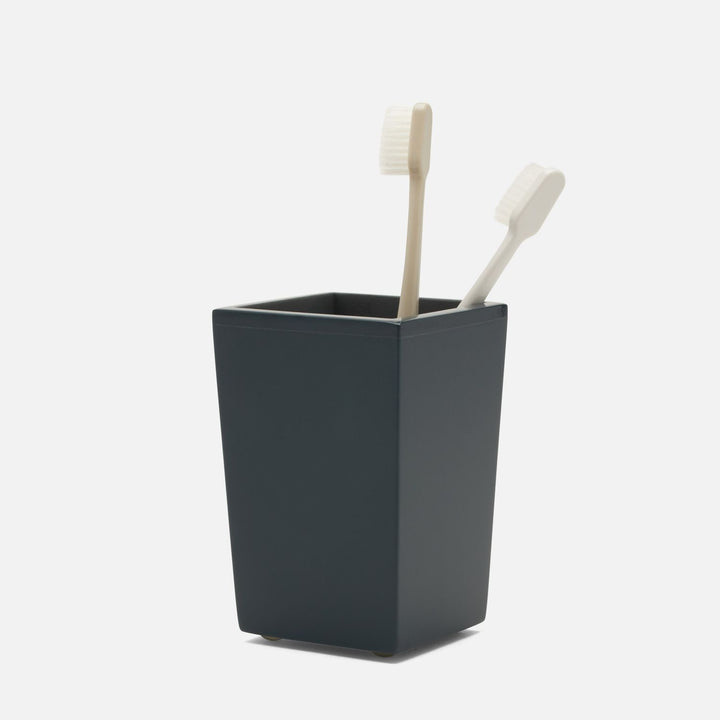 Quincy, Matte Navy, Brush Holder, Square Tapered, Lacquered Wood