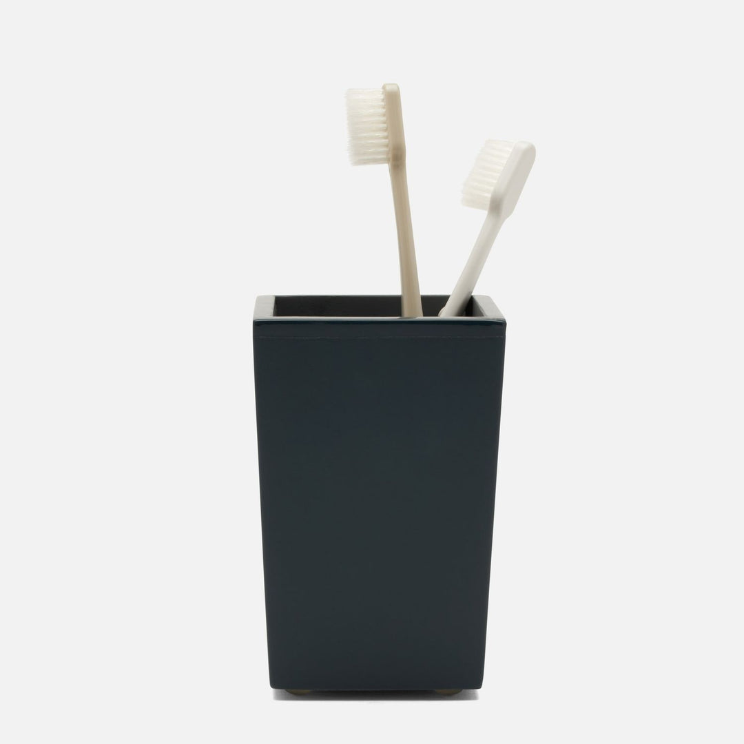 Quincy, Matte Navy, Brush Holder, Square Tapered, Lacquered Wood