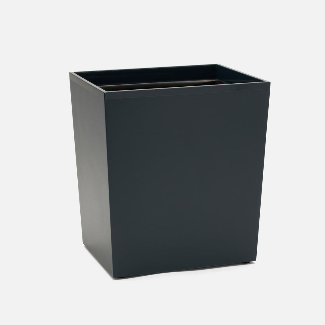Quincy, Matte Navy, Wastebasket, Rectangular Tapered, Lacquered Wood