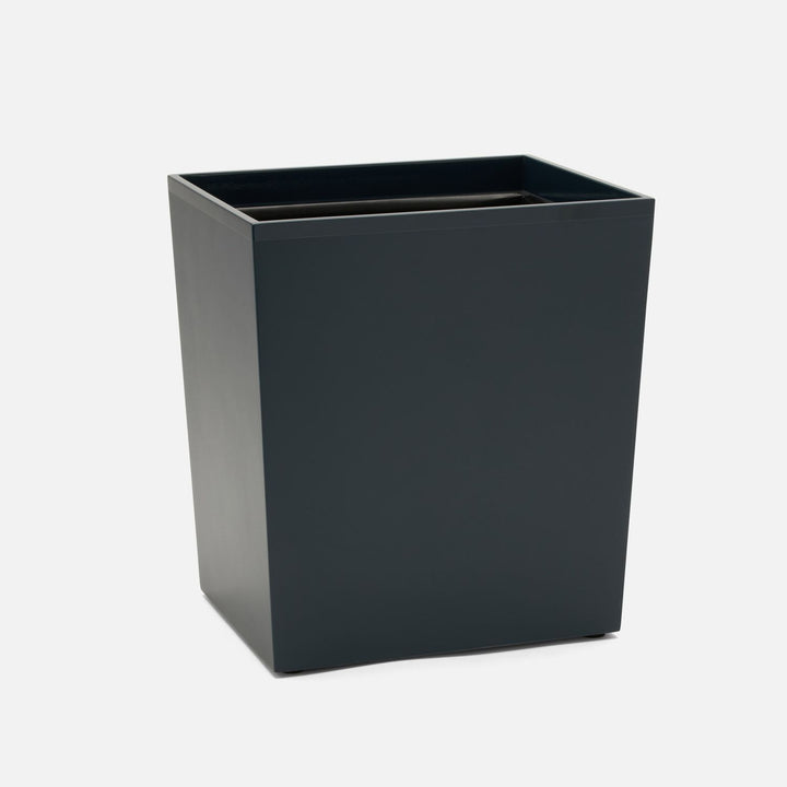 Quincy, Matte Navy, Wastebasket, Rectangular Tapered, Lacquered Wood