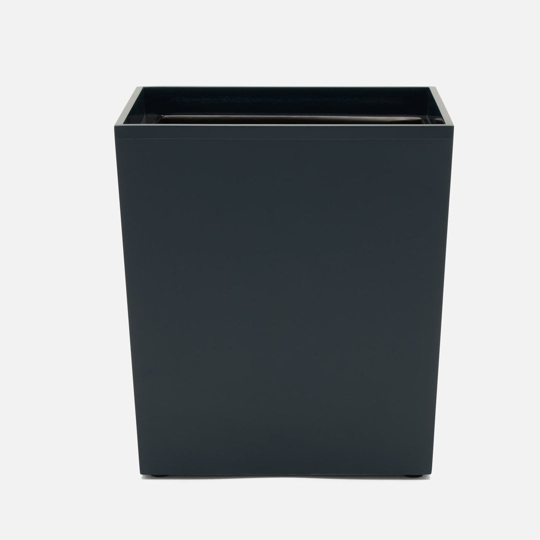 Quincy, Matte Navy, Wastebasket, Rectangular Tapered, Lacquered Wood