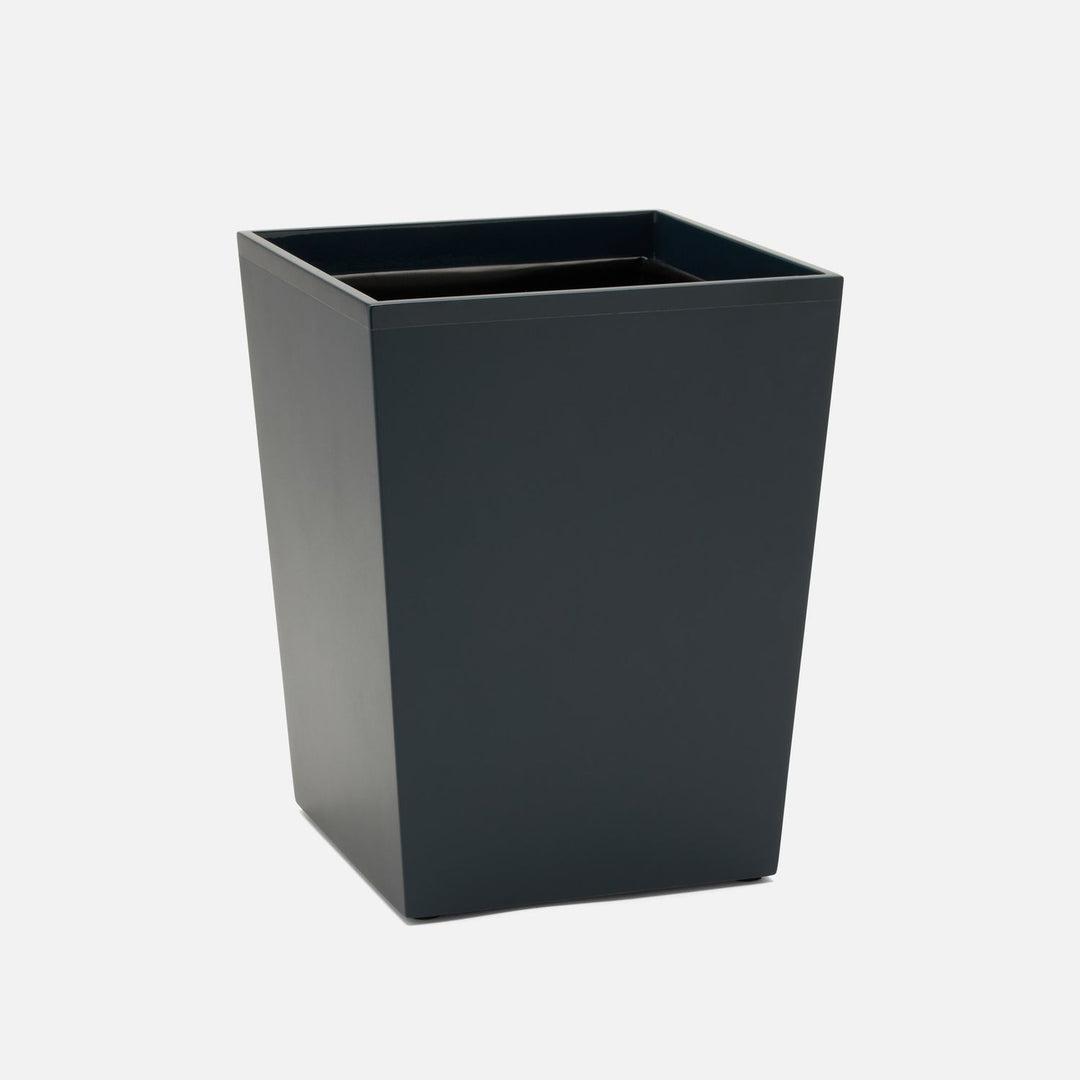 Quincy, Matte Navy, Wastebasket, Square Tapered, Lacquered Wood