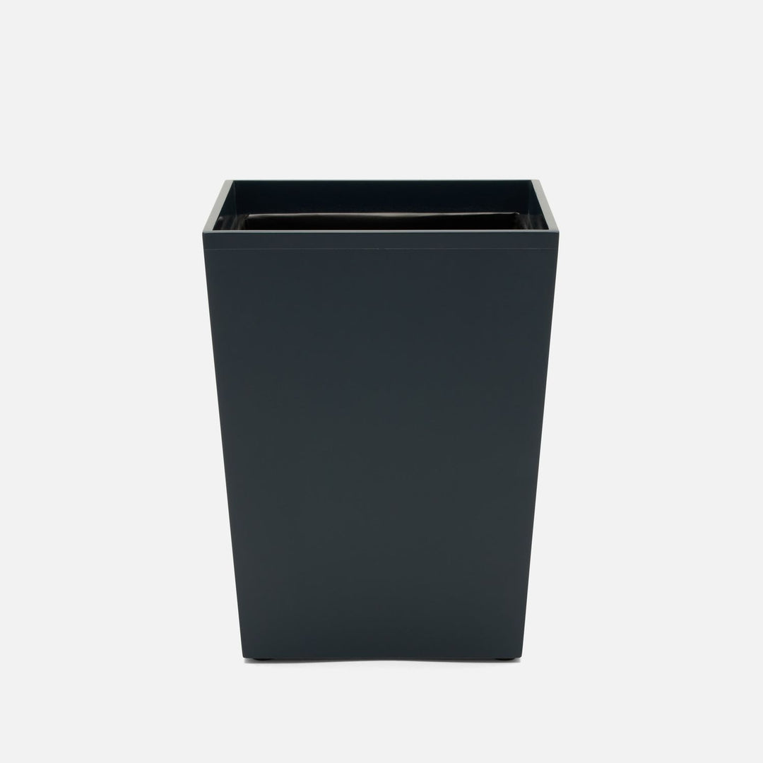 Quincy, Matte Navy, Wastebasket, Square Tapered, Lacquered Wood