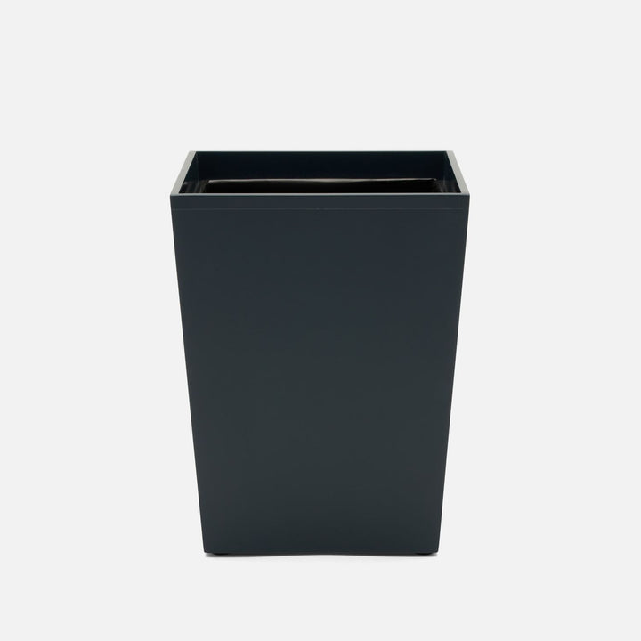 Quincy, Matte Navy, Wastebasket, Square Tapered, Lacquered Wood