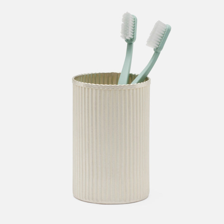 Redon,Matte Silver, Brush Holder, Round Straight, Ribbed Metal
