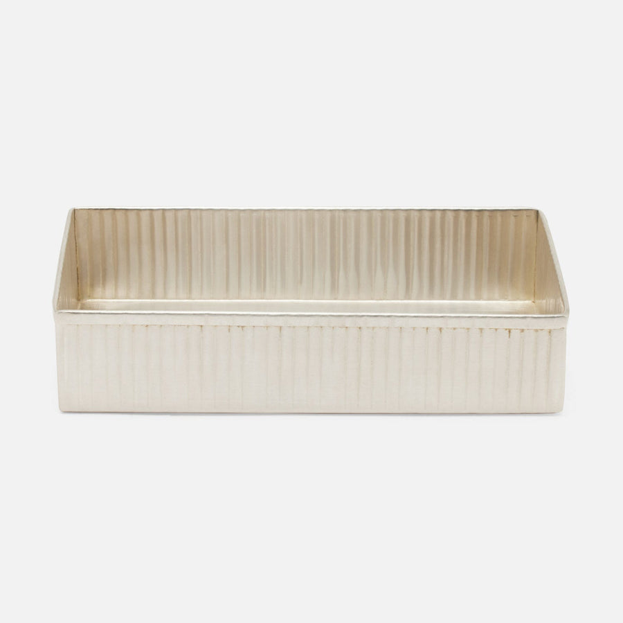 Redon,Matte Silver, Hand Towel Tray, Ribbed Metal, Pack/2