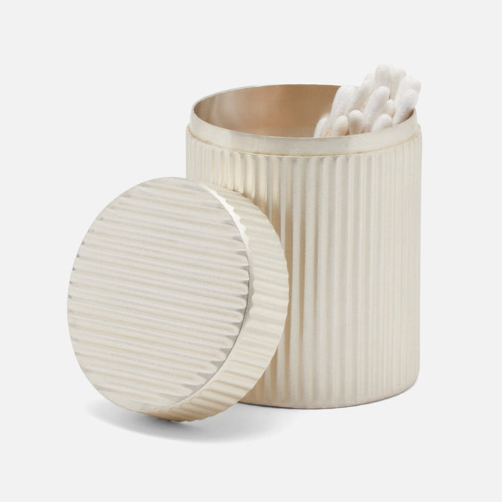 Redon, Matte Silver, Canister, Small, Round, Ribbed Metal