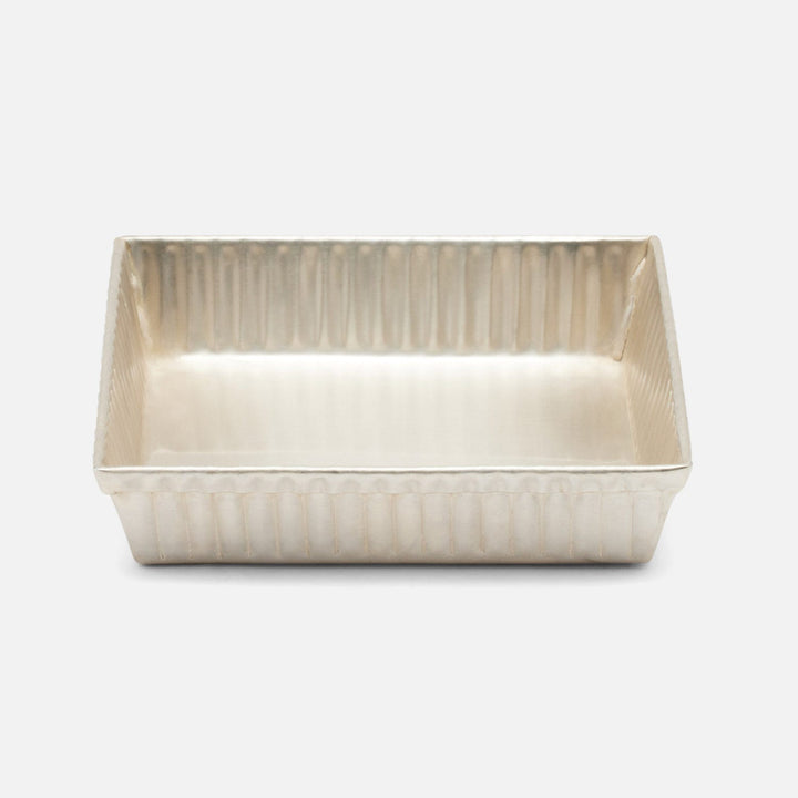 Redon,Matte Silver, Soap Dish, Square, Ribbed Metal