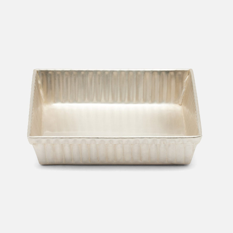 Redon,Matte Silver, Soap Dish, Square, Ribbed Metal