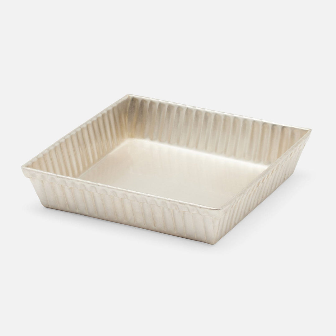 Redon,Matte Silver, Soap Dish, Square, Ribbed Metal