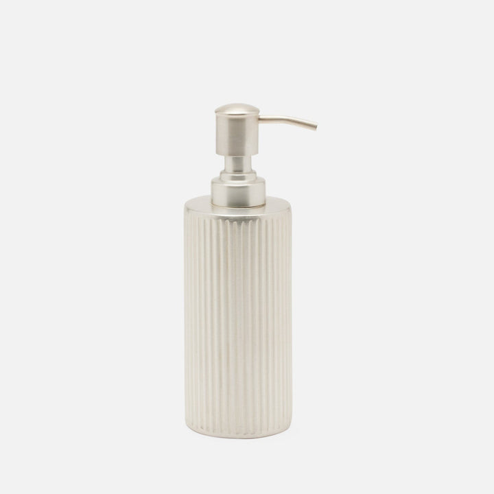 Redon,Matte Silver, Soap Pump, Round Straight, Ribbed Metal