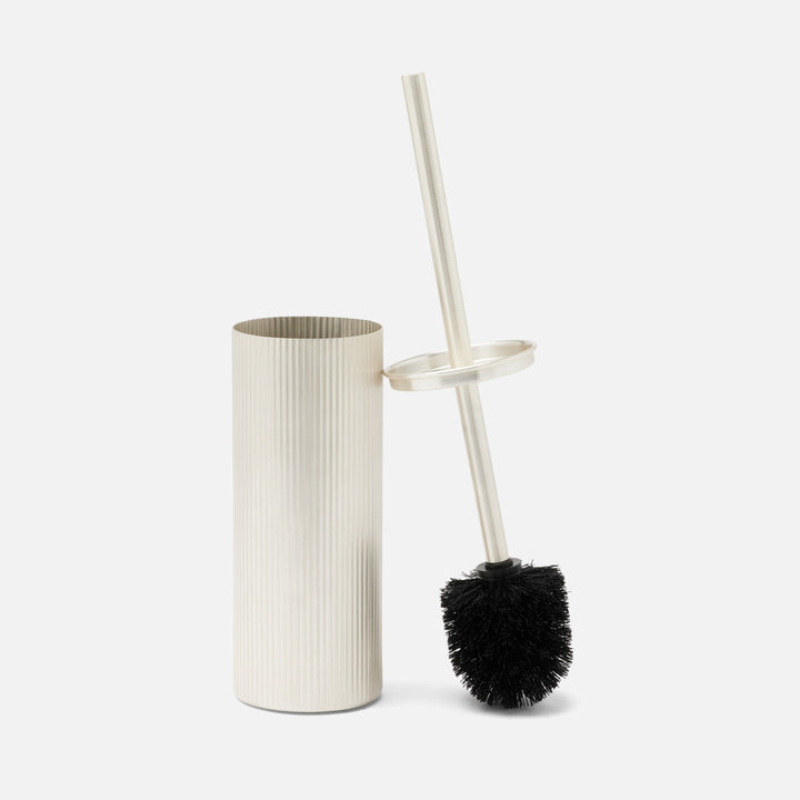 Redon, Matte Silver, Toilet Brush Holder, Round, Ribbed Metal