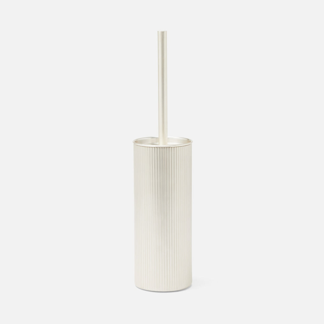 Redon, Matte Silver, Toilet Brush Holder, Round, Ribbed Metal