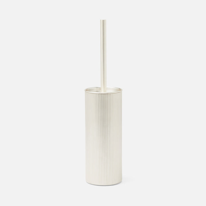 Redon, Matte Silver, Toilet Brush Holder, Round, Ribbed Metal