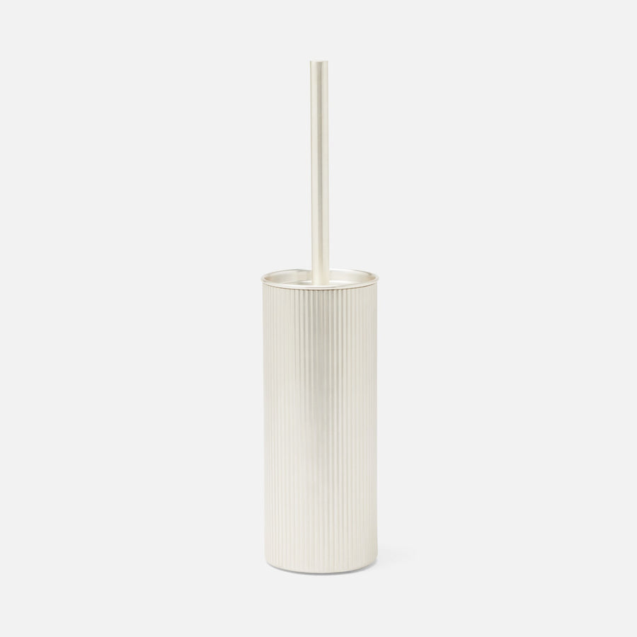 Redon, Matte Silver, Toilet Brush Holder, Round, Ribbed Metal