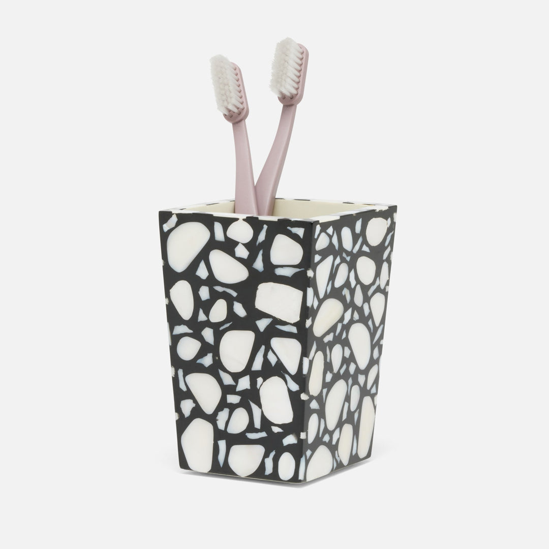 Remini, Black/White, Brush Holder, Square Tapered, Resin/Shell