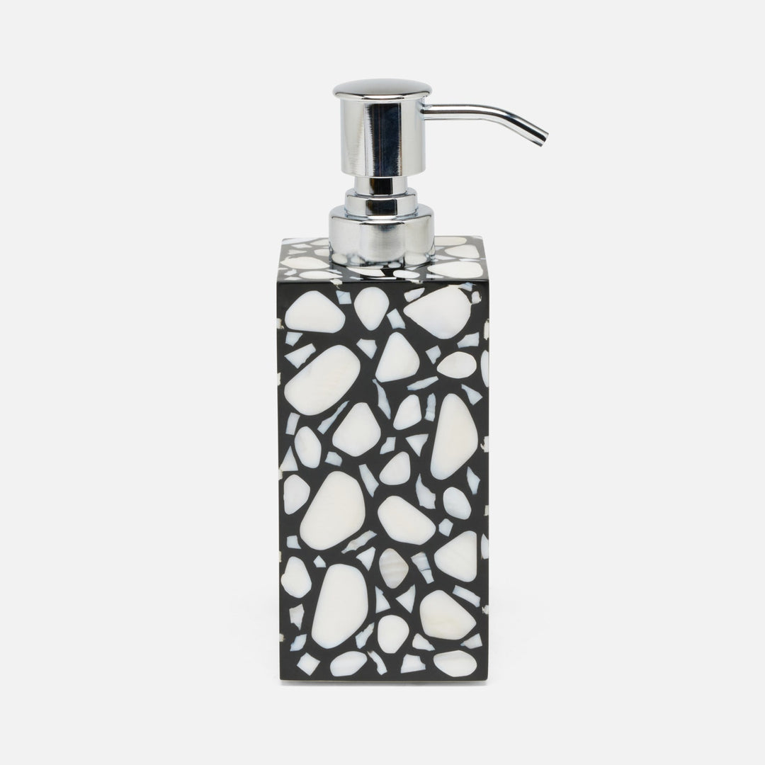 Remini, Black/White, Soap Pump, Square Straight, Resin/Shell
