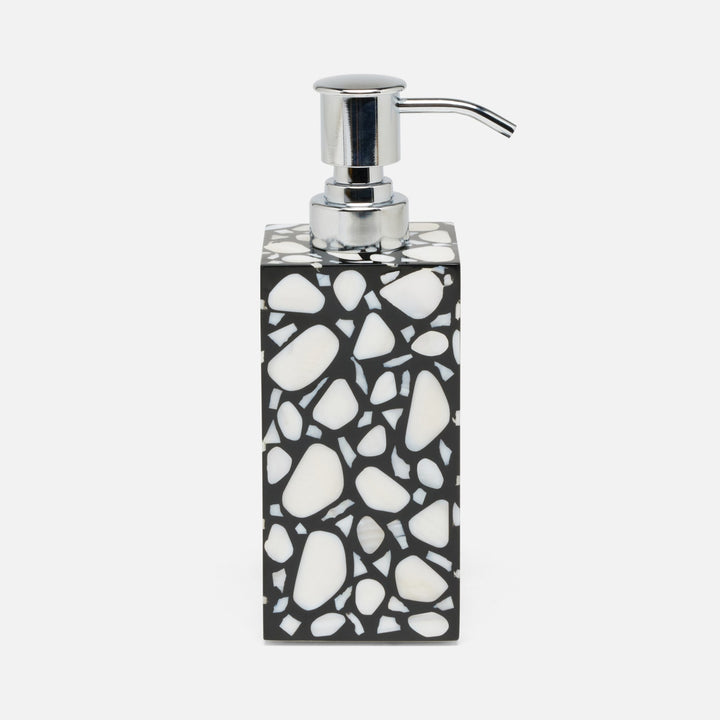 Remini, Black/White, Soap Pump, Square Straight, Resin/Shell