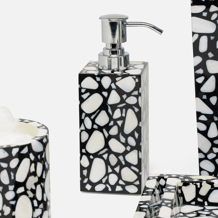 Remini, Black/White, Soap Pump, Square Straight, Resin/Shell