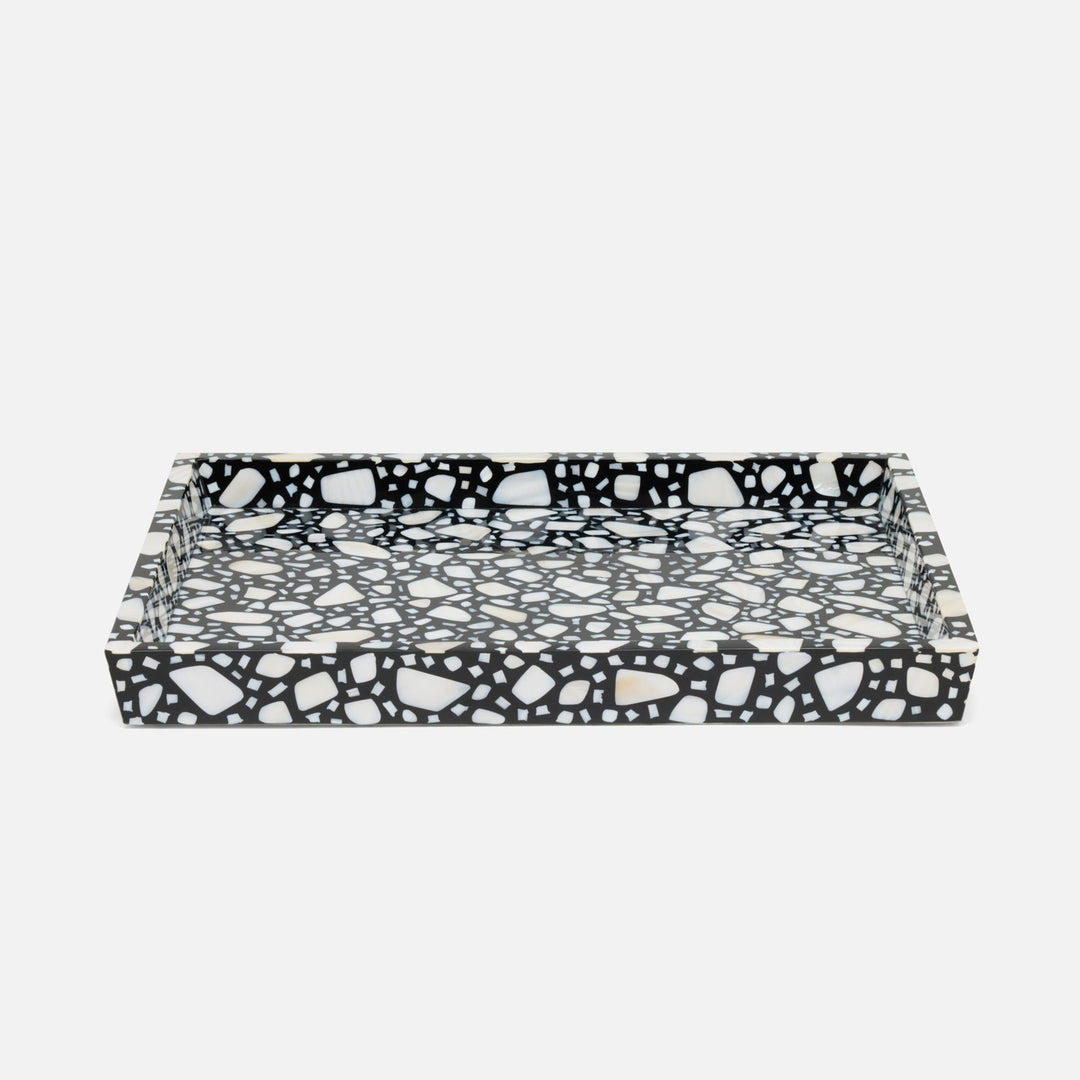 Remini, Black/White, Tray, Rectangular Tapered, Large, Resin/Shell
