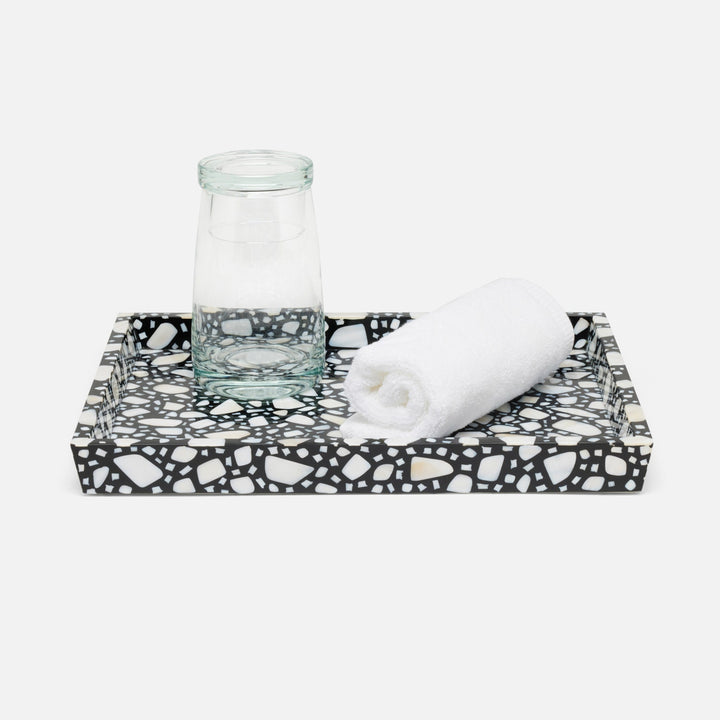 Remini, Black/White, Tray, Rectangular Tapered, Large, Resin/Shell