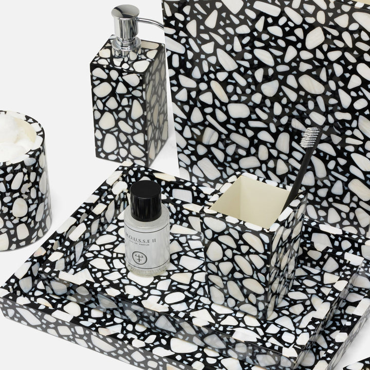 Remini, Black/White, Tray, Rectangular Tapered, Large, Resin/Shell