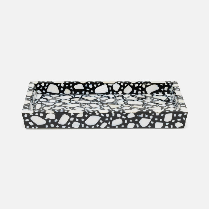 Remini, Black/White, Tray, Rectangular Tapered, Medium, Resin/Shell