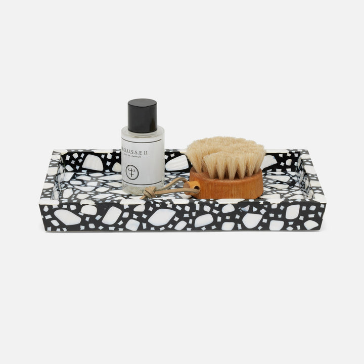 Remini, Black/White, Tray, Rectangular Tapered, Medium, Resin/Shell