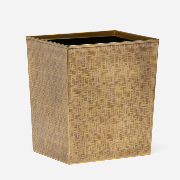 Remy, Antique Brass, Wastebasket, Rectangular Tapered, Textured Stainless Steel
