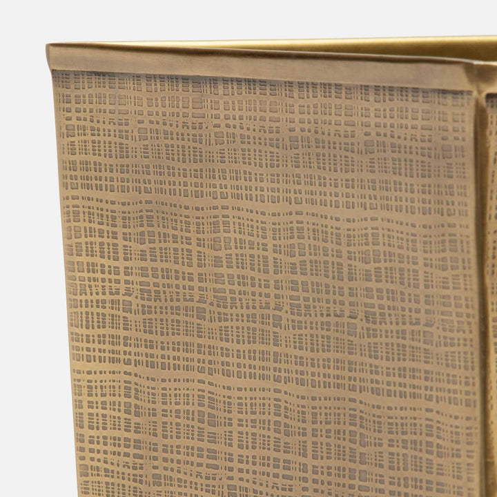 Remy, Antique Brass, Wastebasket, Rectangular Tapered, Textured Stainless Steel