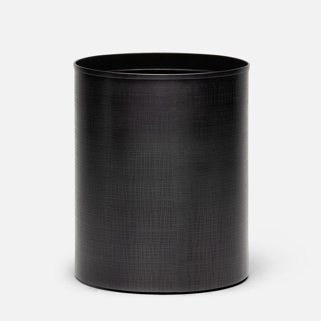 Remy, Antique Dark Nickel, Wastebasket, Round, Textured Stainless Steel