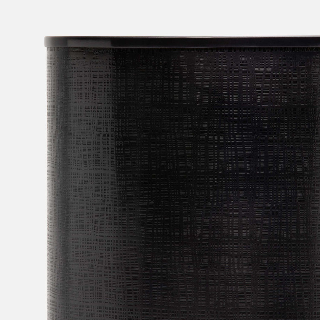 Remy, Antique Dark Nickel, Wastebasket, Round, Textured Stainless Steel