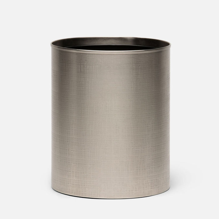 Remy, Pewter, Wastebasket, Round, Textured Stainless Steel