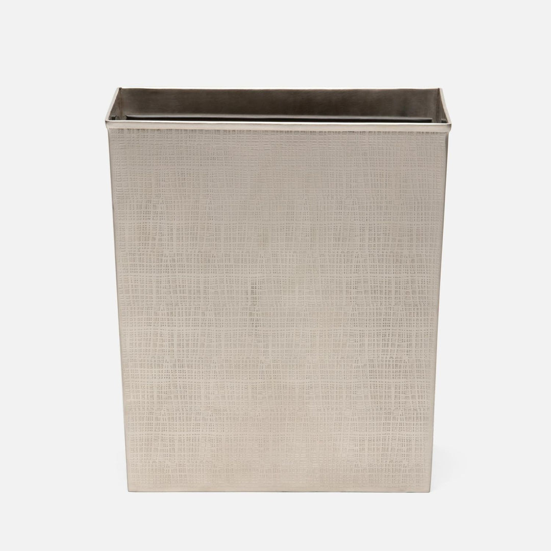Remy, Pewter, Wastebasket, Rectangular Tapered, Textured Stainless Steel