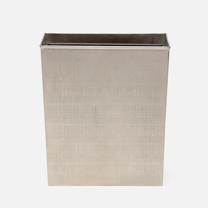 Remy, Pewter, Wastebasket, Rectangular Tapered, Textured Stainless Steel