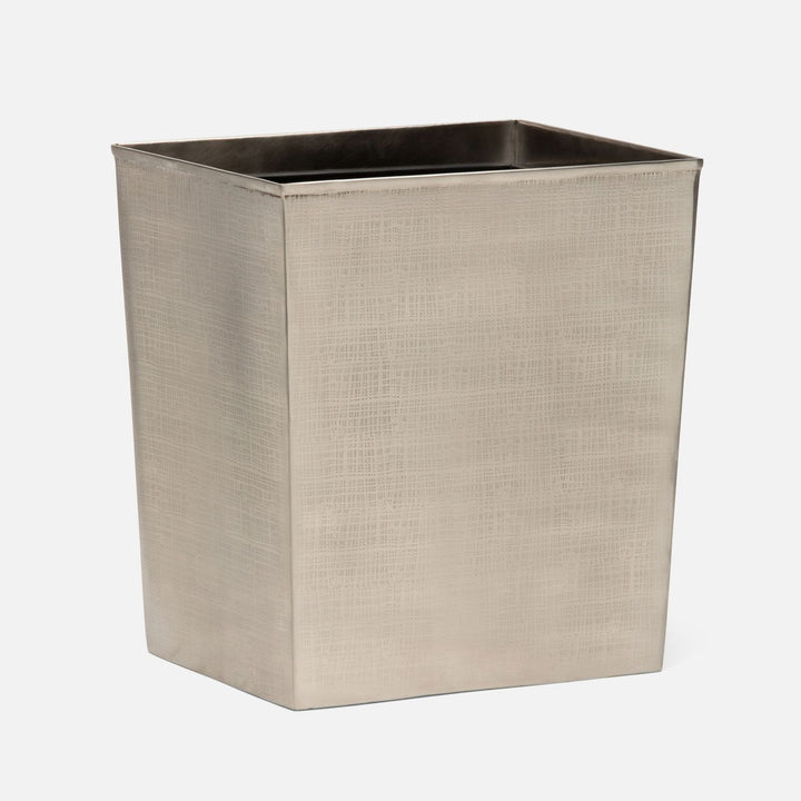 Remy, Pewter, Wastebasket, Rectangular Tapered, Textured Stainless Steel
