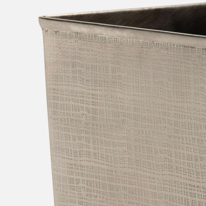 Remy, Pewter, Wastebasket, Rectangular Tapered, Textured Stainless Steel