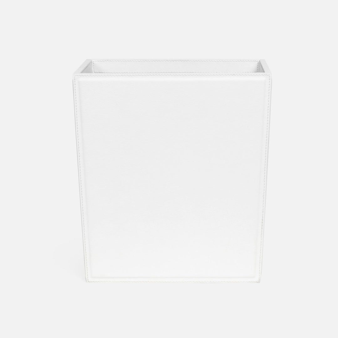 Rothwell, Bright White, Wastebasket, Rectangular Tapered, Marine Leather