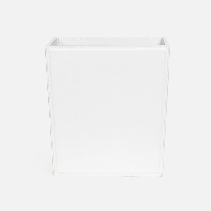 Rothwell, Bright White, Wastebasket, Rectangular Tapered, Marine Leather