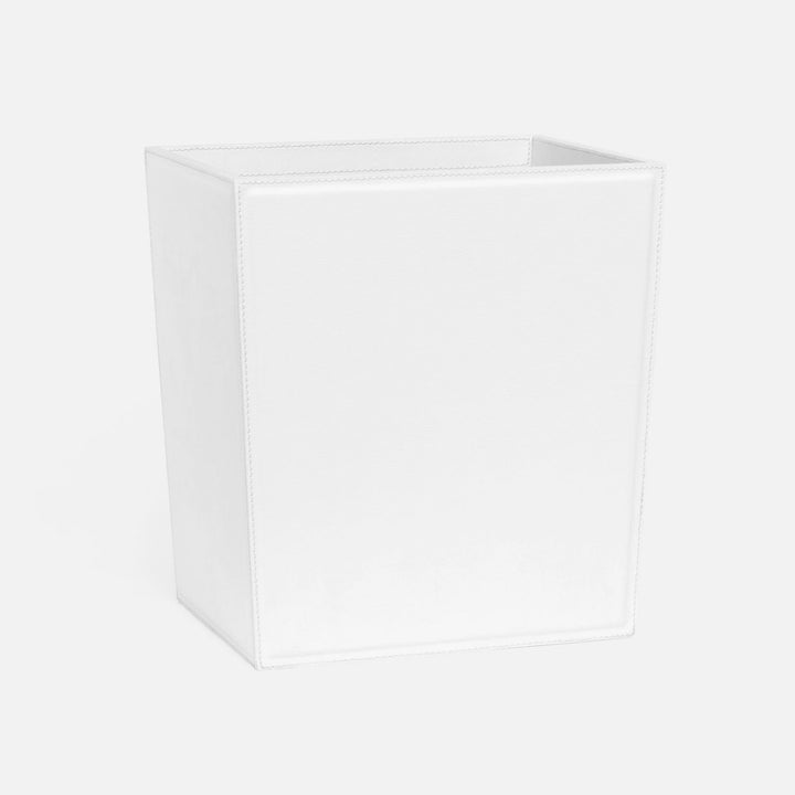 Rothwell, Bright White, Wastebasket, Rectangular Tapered, Marine Leather