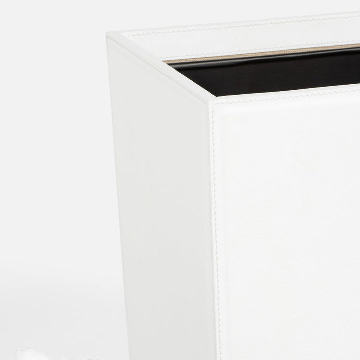 Rothwell, Bright White, Wastebasket, Rectangular Tapered, Marine Leather